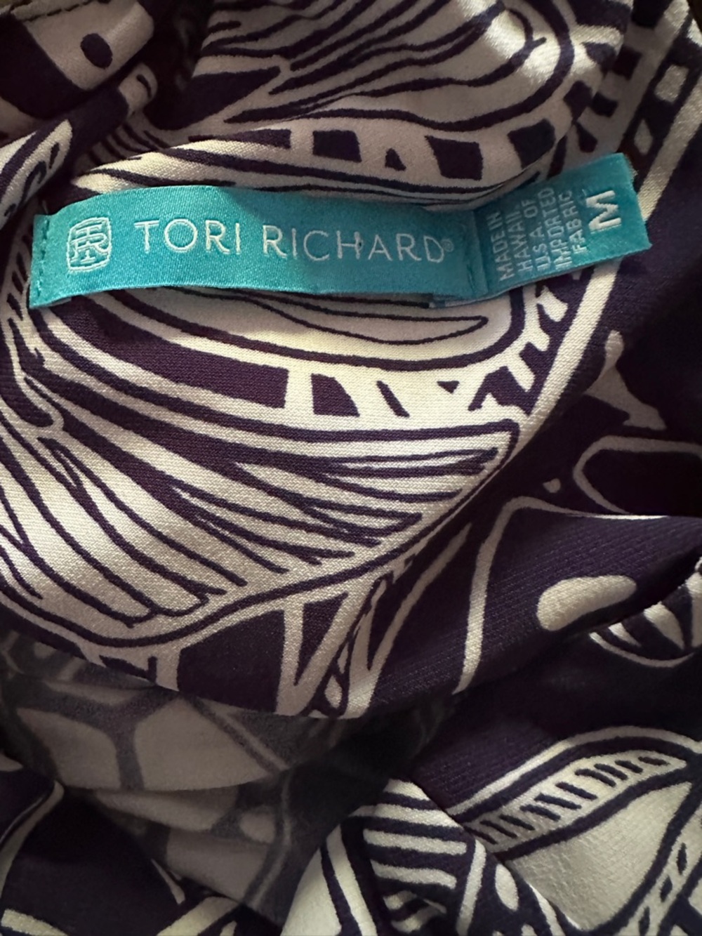 Tori Richard  Dress  Halter Blue White Tropical Twist Back Size Medium - Picture 8 of 10